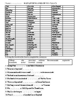 Bài tập kiểm tra Tiếng anh lớp 5 - Năm học 2016-2017